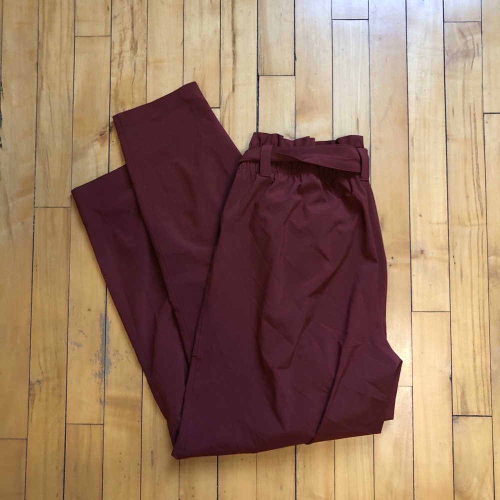 Athleta Skyline Paper Bag Pants - Maroon/Rust Size 10